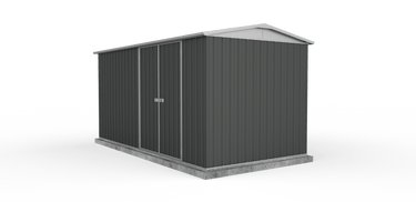 Absco 4.48mW x 2.26mD x 2.30mH Double Door Highlander Garden Shed - Woodland Grey - Shed City